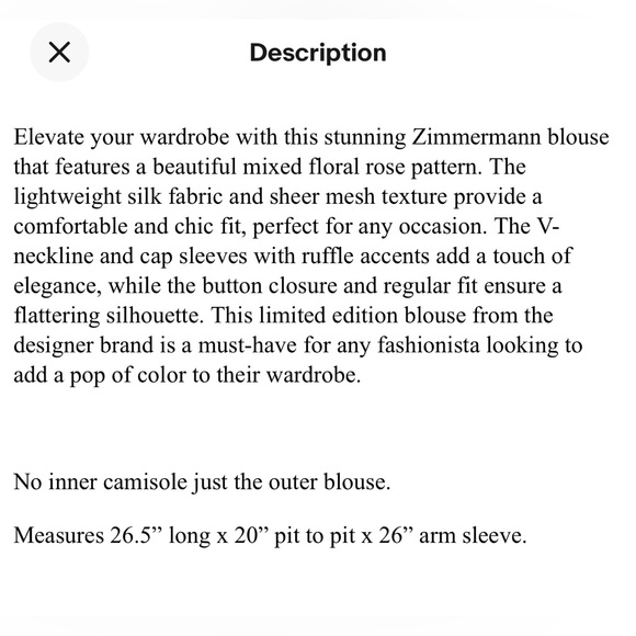 Zimmermann The Lovestruck Ruffle Silk Shirt Floral Roses Sheer blouse size 1 - Picture 12 of 12